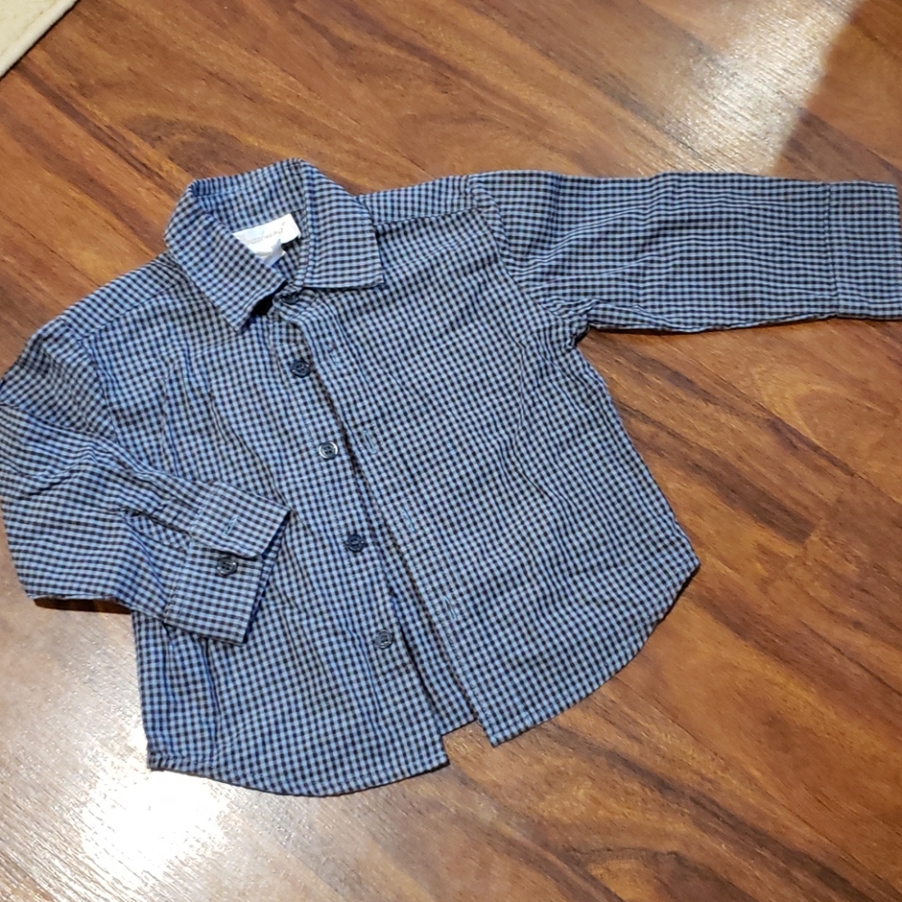 Strasburg Boys 24mo, Brown and grey/ blue button